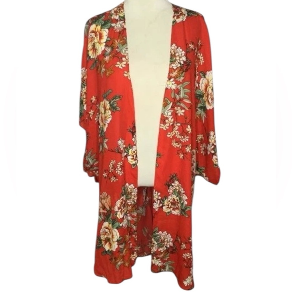 💜Misia Red Kimono-Style Cardigan Sweater